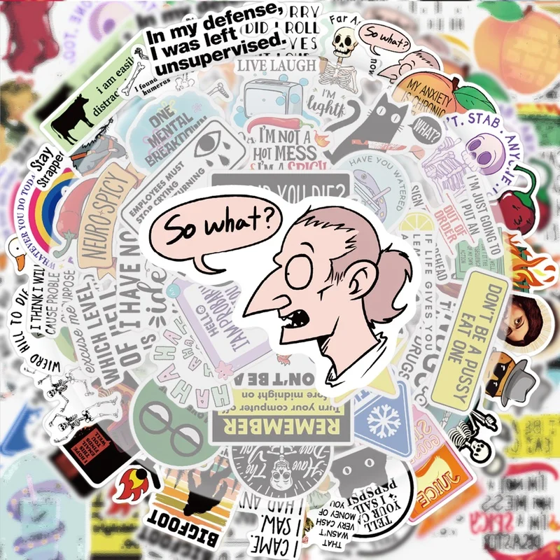 Vibrant and Witty Sticker Pack – 50 Unique Sarcastic Decals for Creative Expression and Decoration