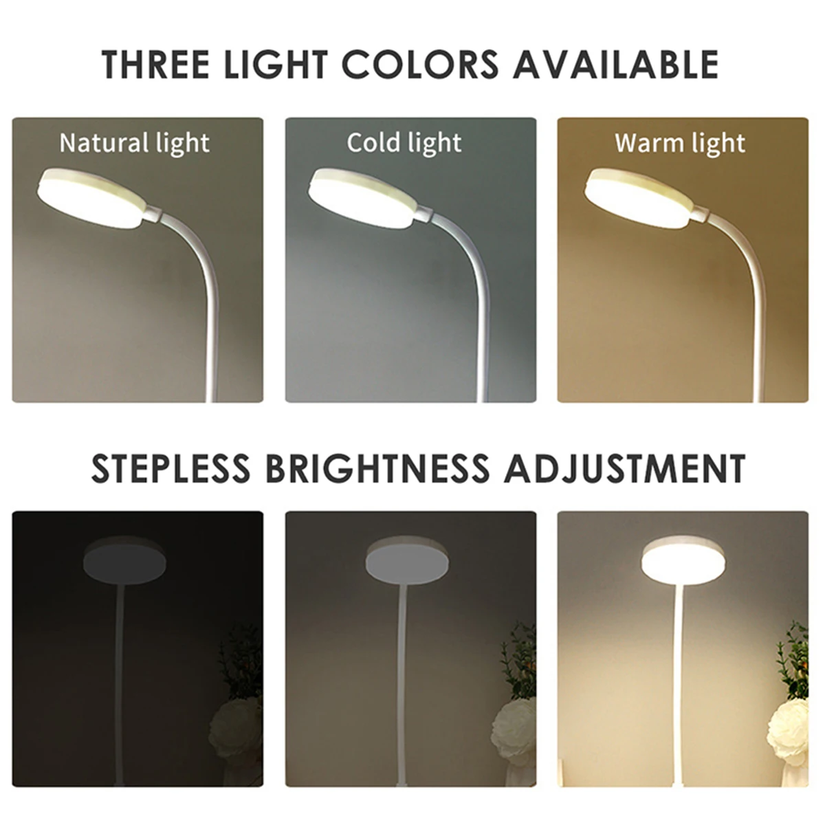 LED Portable Dimmable Table Lamp USB Plug Battery Powered Desk Lamp Bedroom Reading Night Light Eye Protection LED Bedside Lamp 2