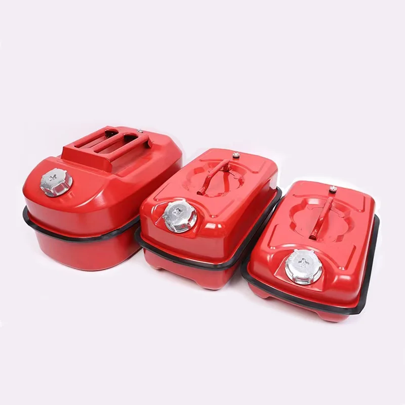 Red Orizontal Oil Drum 5L/10L/20L Portable Oil Drum Aluminum Cover Iron Barrel Car Mounted Motorcycle Spare Fuel Tank