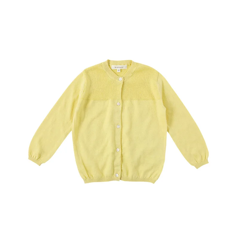 

Linen Air-conditioned Shirt Single Breasted Long Sleeve Cardigan Children's Summer New Loose Outside Shawl Girl Knitted Sweater