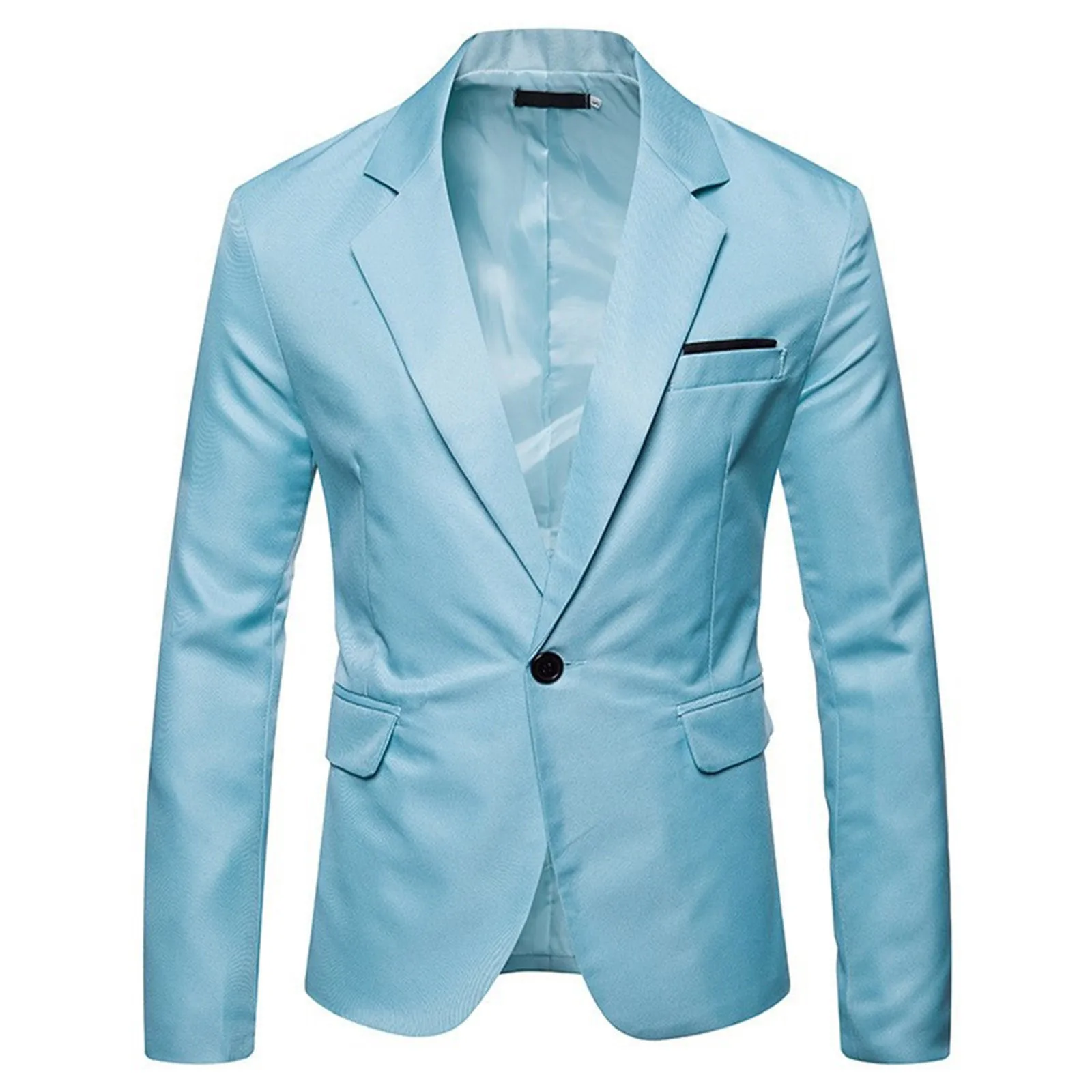 Men Suit Jacket New Solid Color Single Breasted Sport Coat Casual Small Suit With Slit Wedding Banquet Business Work Jackets
