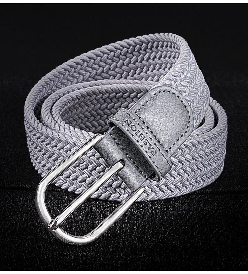 Men's woven canvas belt with arbitrary elastic elastic belt male student young man hundred stitch buckle waistband tide