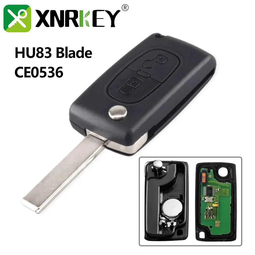 

XNRKEY 2-кнопочный дистанционный Автомобильный ключ для Peugeot 307 3008 308 408 433 МГц PCF7961 ID46 CE0536 флип-брелок с кнопкой управления батареей