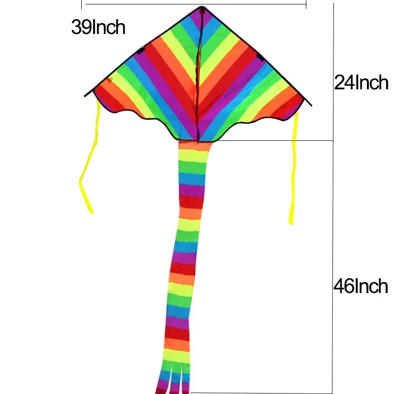 Outdoor Fun Sports Colorful Rainbow Kite With Handle And String For Kids Beach Toys Good Flying
