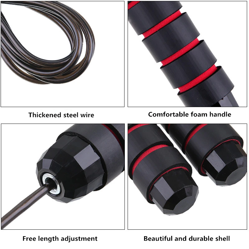 Rope skipping anti winding fast rope skipping cable with ball bearing suitable for women men and children adjustable steel r