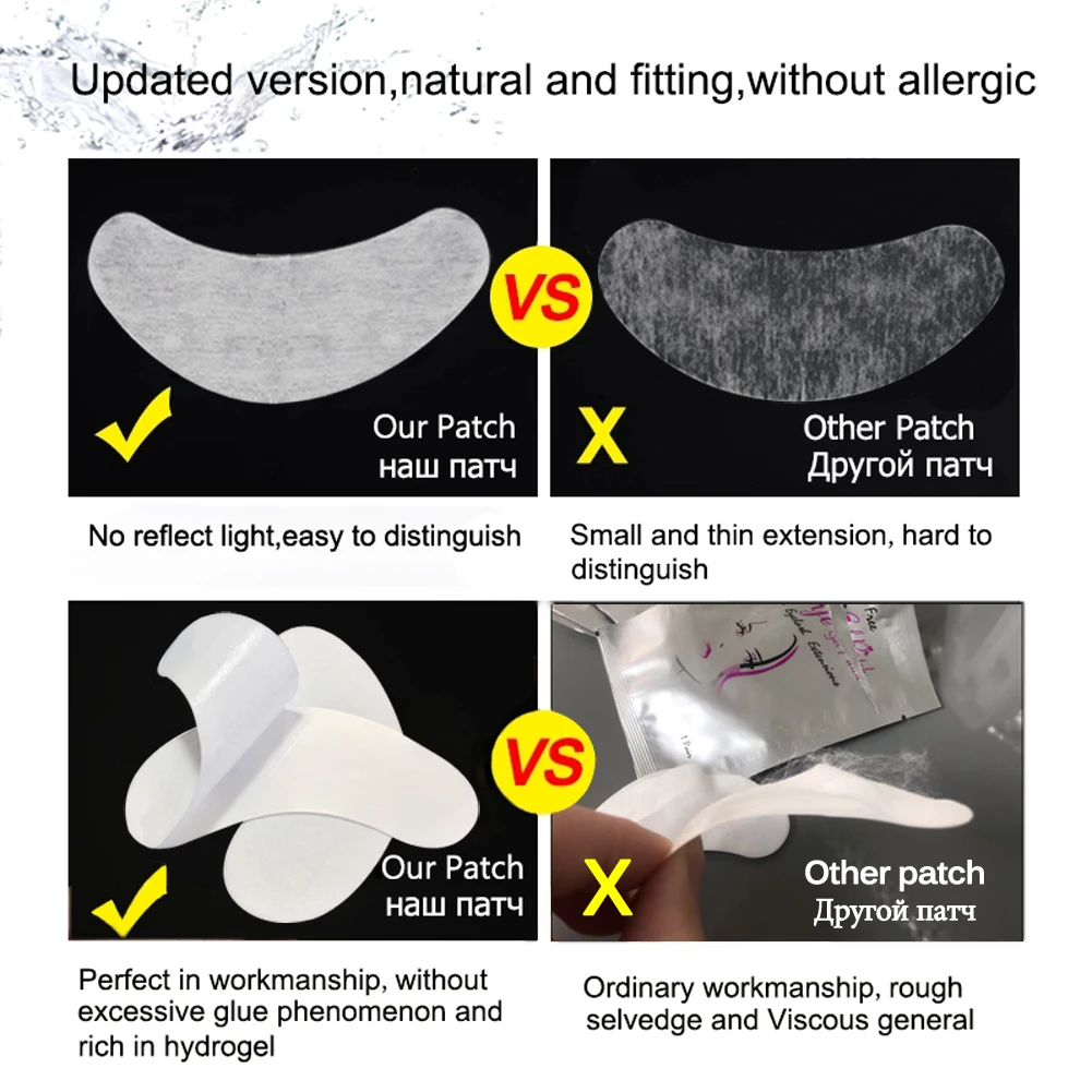 50 Pairs Eyelash Extension Paper Patches Lint free Grafted Eyelash Under Eye Pads Hydrogel Eyelashes Patch Tips Sticker