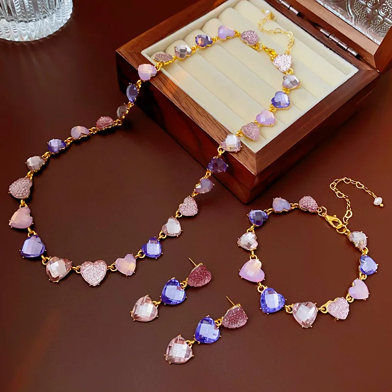 Women's Rhinestone Cross Jewelry Set - Necklace & Earrings Gift Set