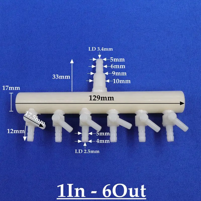 2 pcs 4-8mm 2~6 Heads Aquarium Fish Tank Air Pump Hose Connector Oxygen Pipe Splitter Distributors Aeration Tube Valve