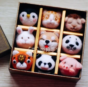 Cute food cartoon animal set wool needlepoint kit wool felt needle felting gift box craft needlecraft DIY handmade