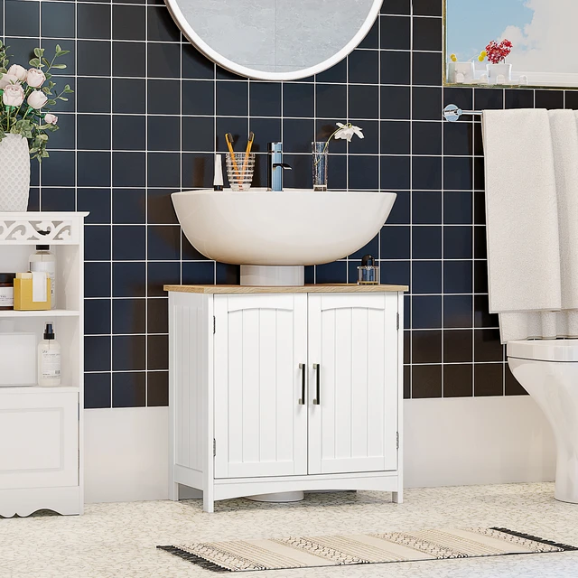 kleankin Small Bathroom Vanity Free Standing Cabinet Modern Storage