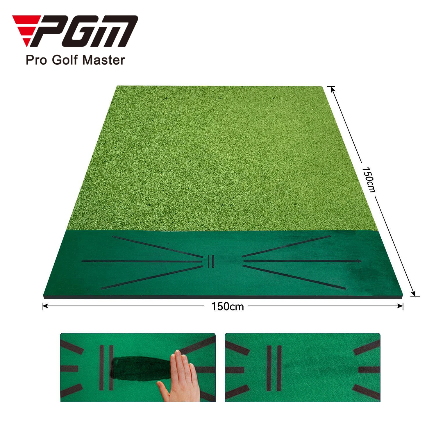 PGM Golf Swing Strike Mat Display Trajectory Velvet High Density Curved Silk Indoor/Outdoor DJD047