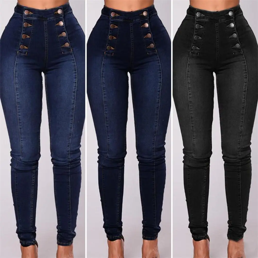 Womens Denim Skinny Pants Ladies High Waist Stretch Jeggings Slim Pencil  Trousers