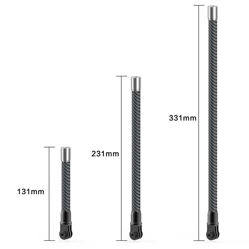 Carbon Fiber Extension Pole Rod 1/4 Screw Self Stick Monopod Bar for Gopro 13 12