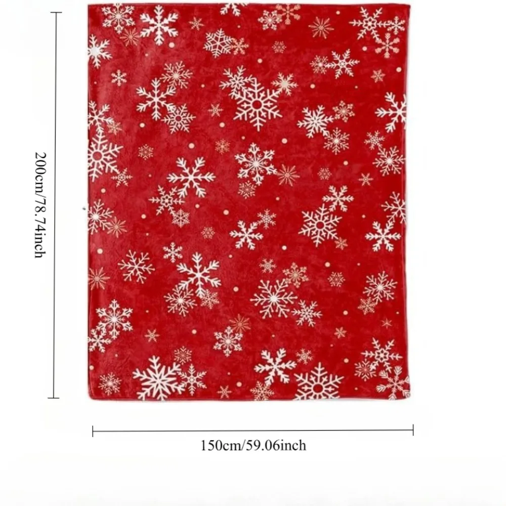 1pc Christmas Throw Blanket Soft Fleece Red Snowflake Blanket Home Décor Plush Christmas Throw Bed Blanket Throws