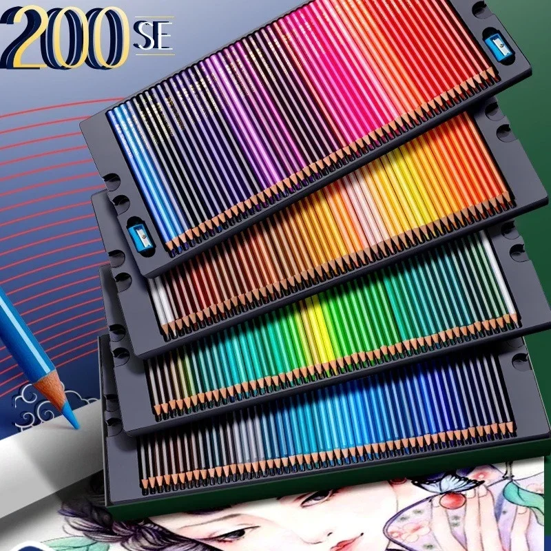 48/72/120/150/200 Professional Oil Color Pencil Set Soft Wood Watercolor Crayon De Couleur Drawing Pencils School Art Supplies images - 6