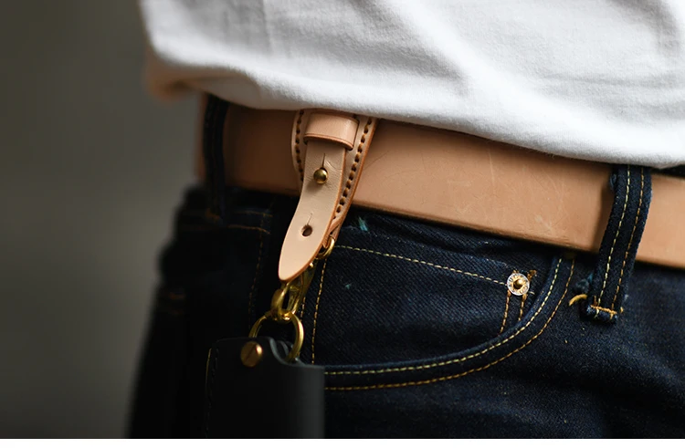 100 % echtes Leder Schlüsselhalter für Männer männlich Vintage handgemachte EDC Taille hängen Gürtelschlaufe Schlüsselanhänger Clip Schlüsselhaken Kette Schnalle – Detail 10