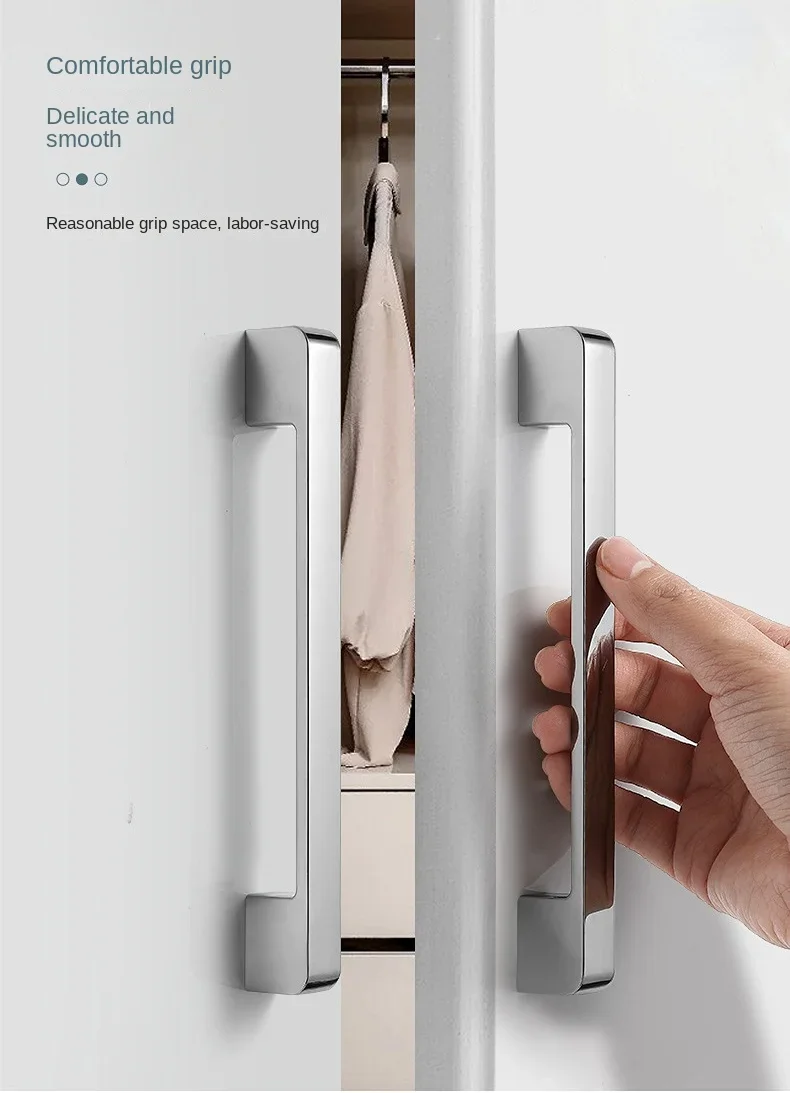 Description Picture 5 of itemModern Door Handles Kitchen Cabinet Handles and Knobs Silver Furniture Hardware Wardrobe Cupboard Handle Drawer Pulls