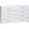 Contemporary 3/8 Drawer Double Bedroom Dresser in White with Modern Silver Color Bar Handles 3