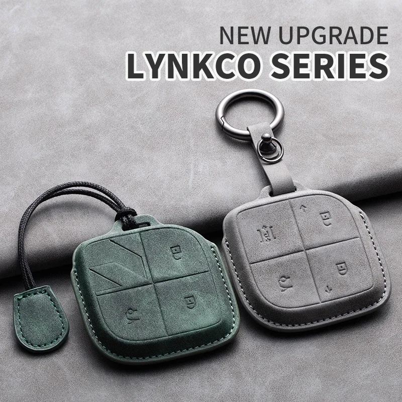 

Leather Car Key Case Cover Fob LYNK&CO 2022 2023 2024 LYNK CO 08 for LYNKCO 01 02 03 05 06 09 Car Accessories