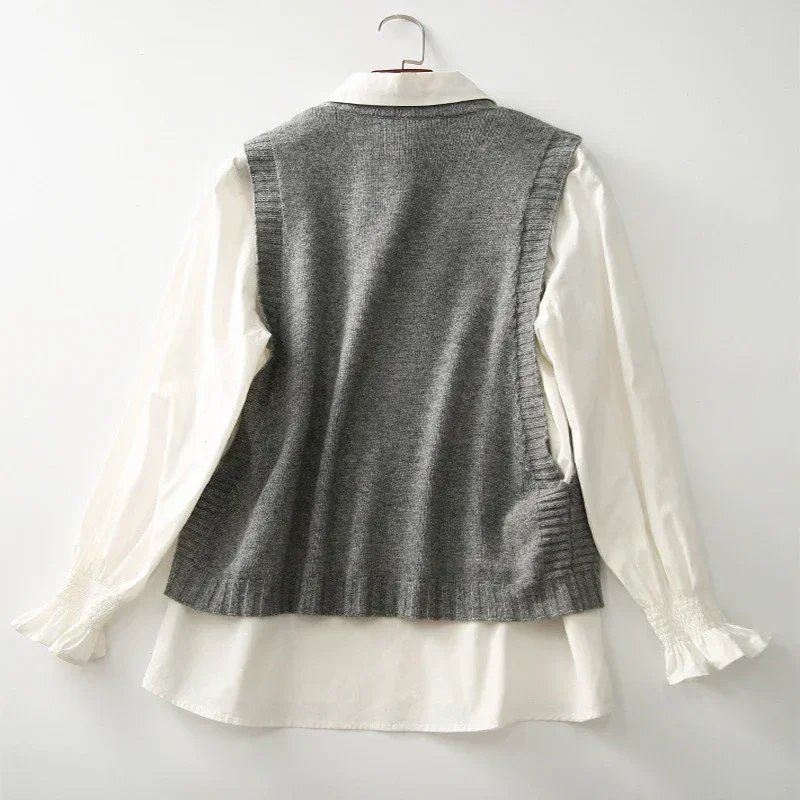 2024New Fashion Knitted Vest for Women Sleeveless Sweater Vest Retro Knit Tank-Top Korean Female Autumn and Winter Knit Pullover