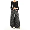 Women camouflage Jeans Sense design Vintage High Waisted Straight Denim Trouser Y2K American Streetwear Wide Leg Denim Pants ﻿ 3