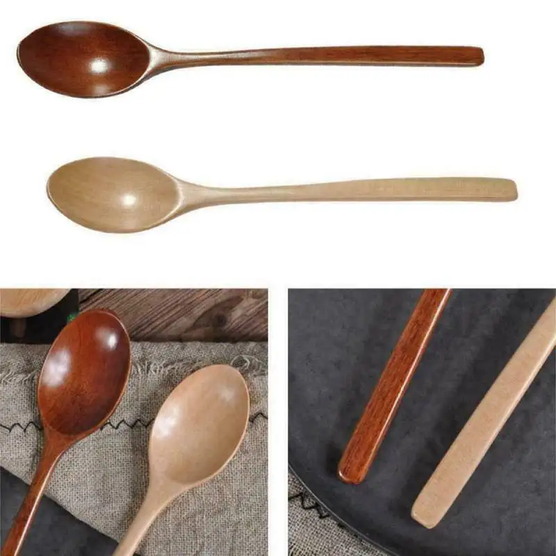 2pcs 9inch Wooden Ladle Spoon Wood Soup Long Handle Tableware Kitchen Utensil for Cooking Mixing Stirring Tea Soda Dessert |