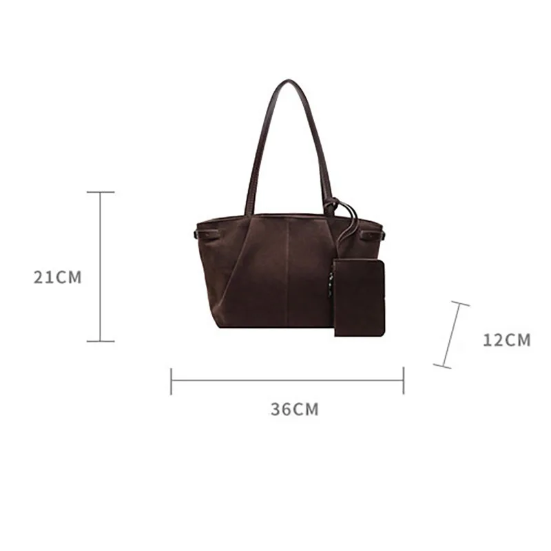 New Autumn Winter Suede Large Capacity Tote Bag Casual Commuting Pu Handbag Women'S Shoulder Bag