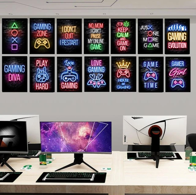 Canvas Painting Gamers, Gamer Room Decor Wall Art