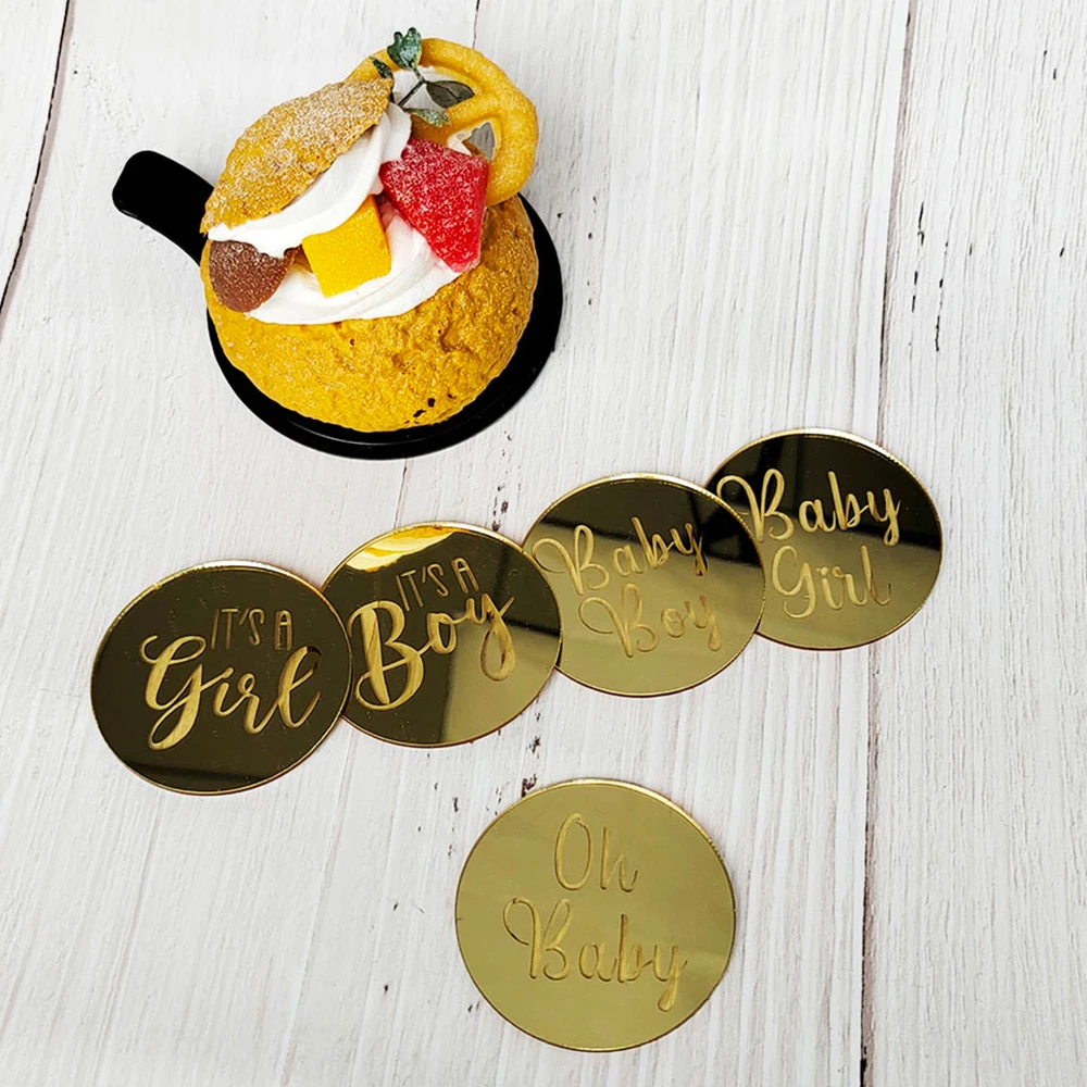 10 Stück Goldene 'Oh Baby' Kaufsätze – Spiegelnde Acryl-Spießer Für Torte, Cupcakes & Deko