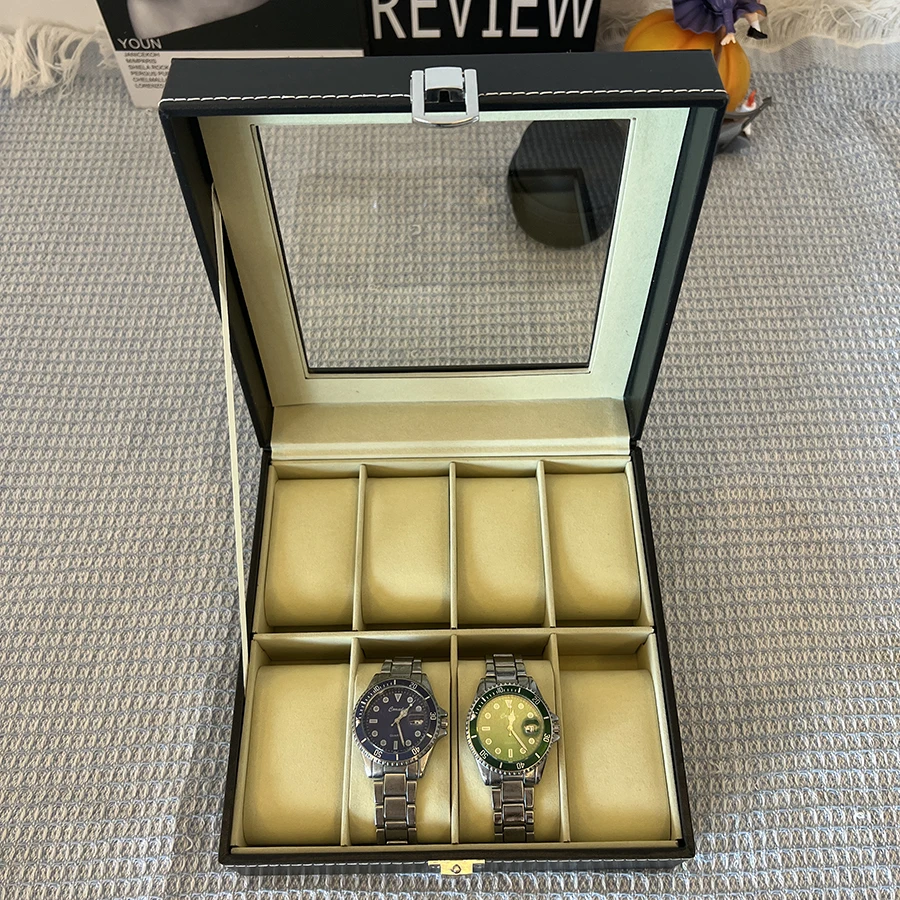 6/8/20-Slot PU Leather Watch Box with Glass Lid, Traditional Style Watch Storage Organi... - SKU WSO01701 - UGI Packaging
