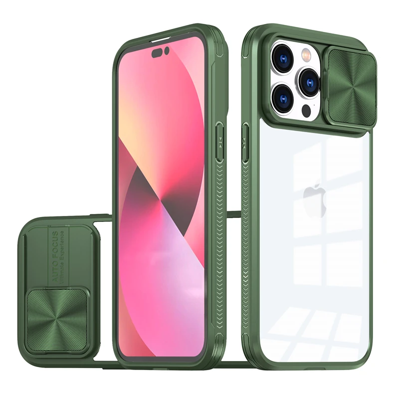 Slide Camera Protection Hybrid Acrylic Clear Shockproof Armor Case - Durable Hard Cover