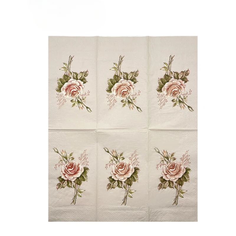 Large Vintage Roses Colourful Printed Napkins Wedding Paper Placemats Restaurant Paper DIY Butterfly Bone Bart 20pcs 33*40