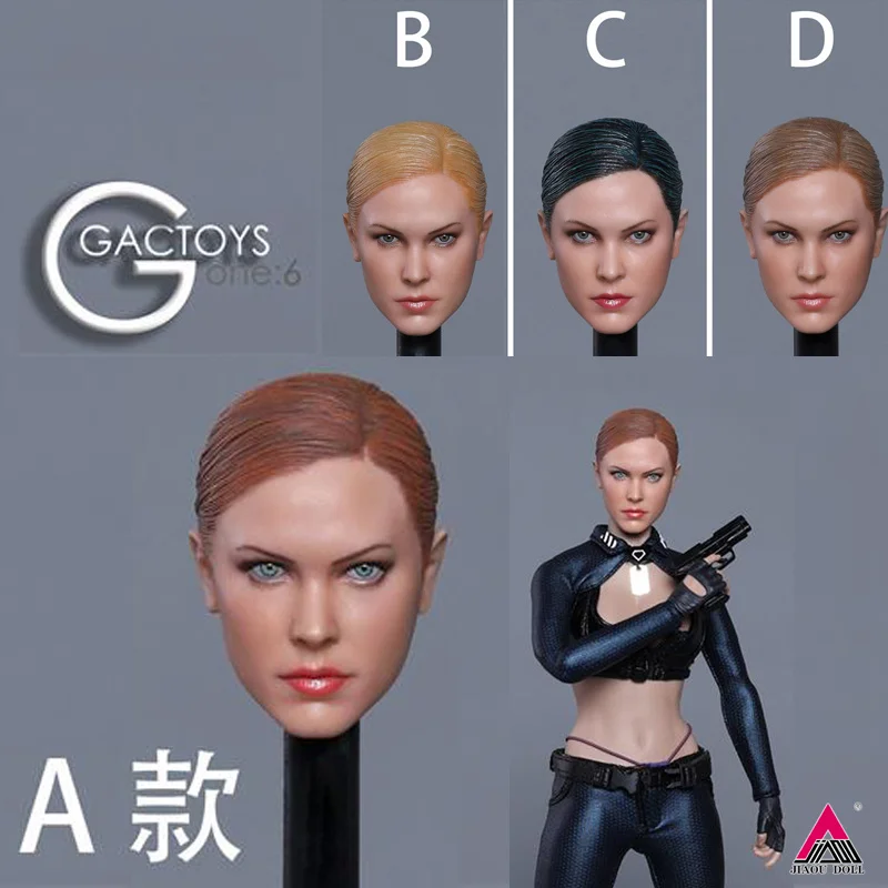 

GC022 1/6 Scale Beauty European Female Killer Head Carving with fierce eyes for 12" Suntan Action Figure Body Collectible