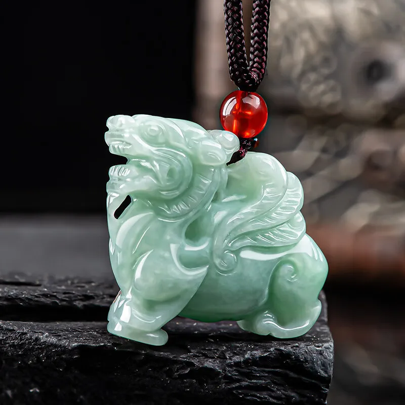 라이트 그린 플라잉 Qilin 펜던트, 아이스 스타일, 패셔너블한 남녀공용