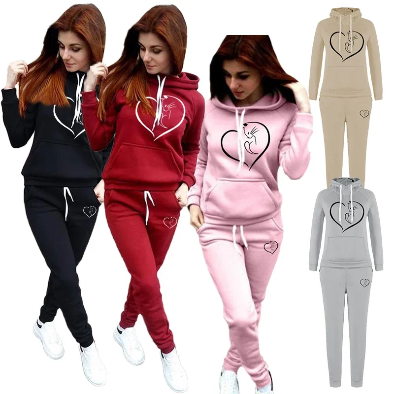 

Tracksuits for Women Y2k Fashion Pullover Hoodie and Jogger Pants Set Sports Wear Female Casual Jogging Autumn Winter Sportswear