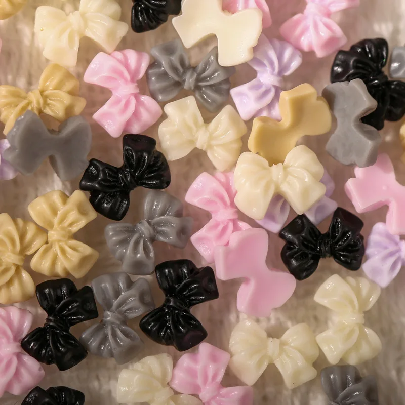 50PCS 미니 3D 아크릴 네일 아트 보우 매력 액세서리 가짜 손톱 장식 용품에 대 한 귀여운 수 지 Bowknot 매니큐어 재료