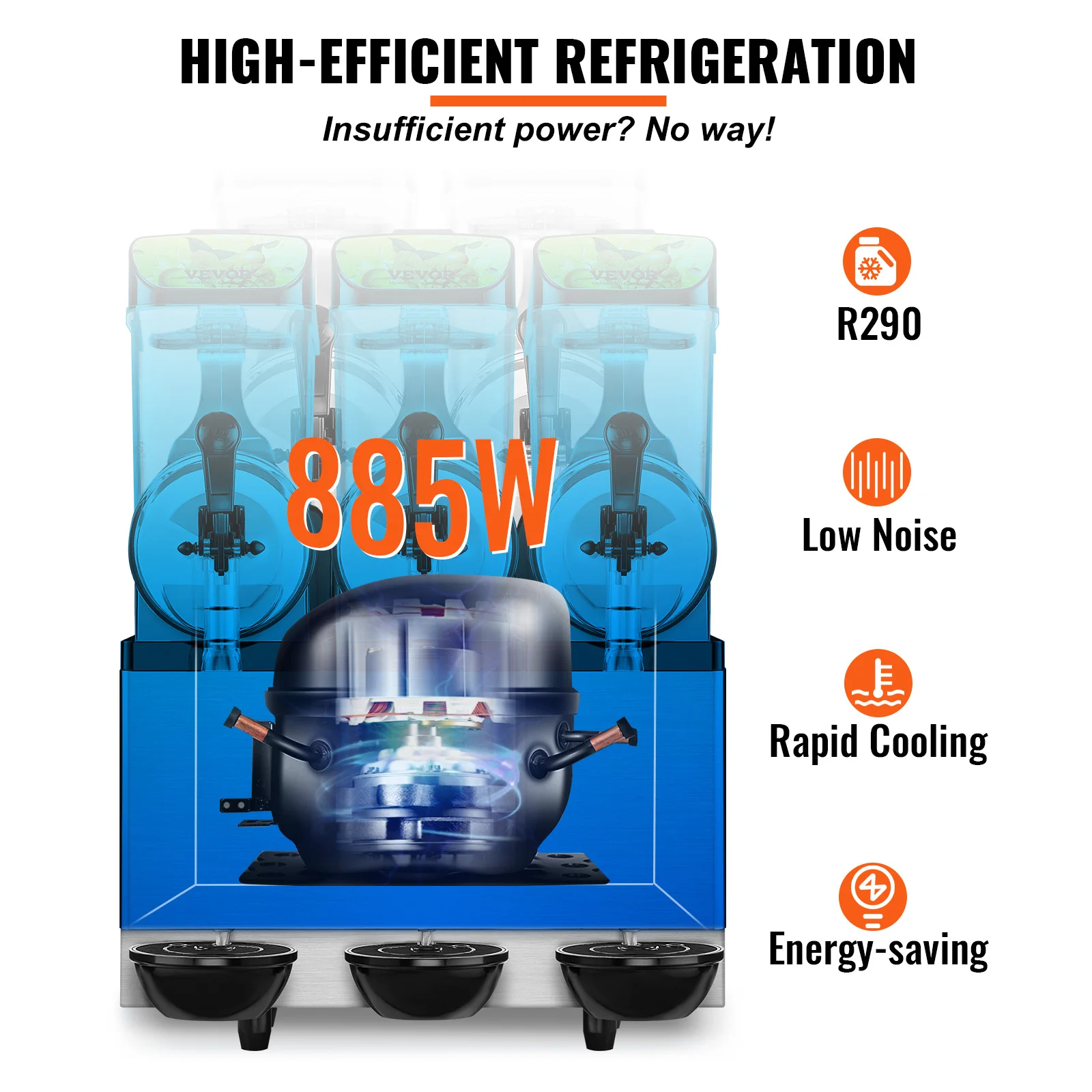 VEVOR 1/2/3 Tanks Commercial Ice-Cool Juice Smoothie Slush Maker Frozen Beverage Cold Drink Dispenser Vending Machine for Home 5