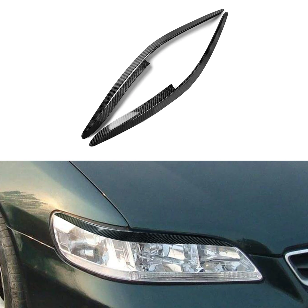 

1pair Real Carbon Fiber Car Headlights Eyebrow Eyelids Trim Cover For Honda Accord 1998 1999 2000 2001 2002 Car Accessories