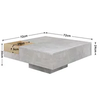 Table basse, table de salon, table d'appoint avec boîte de rangement amovible, couleur gris béton et bois, 72*72*30 cm 3