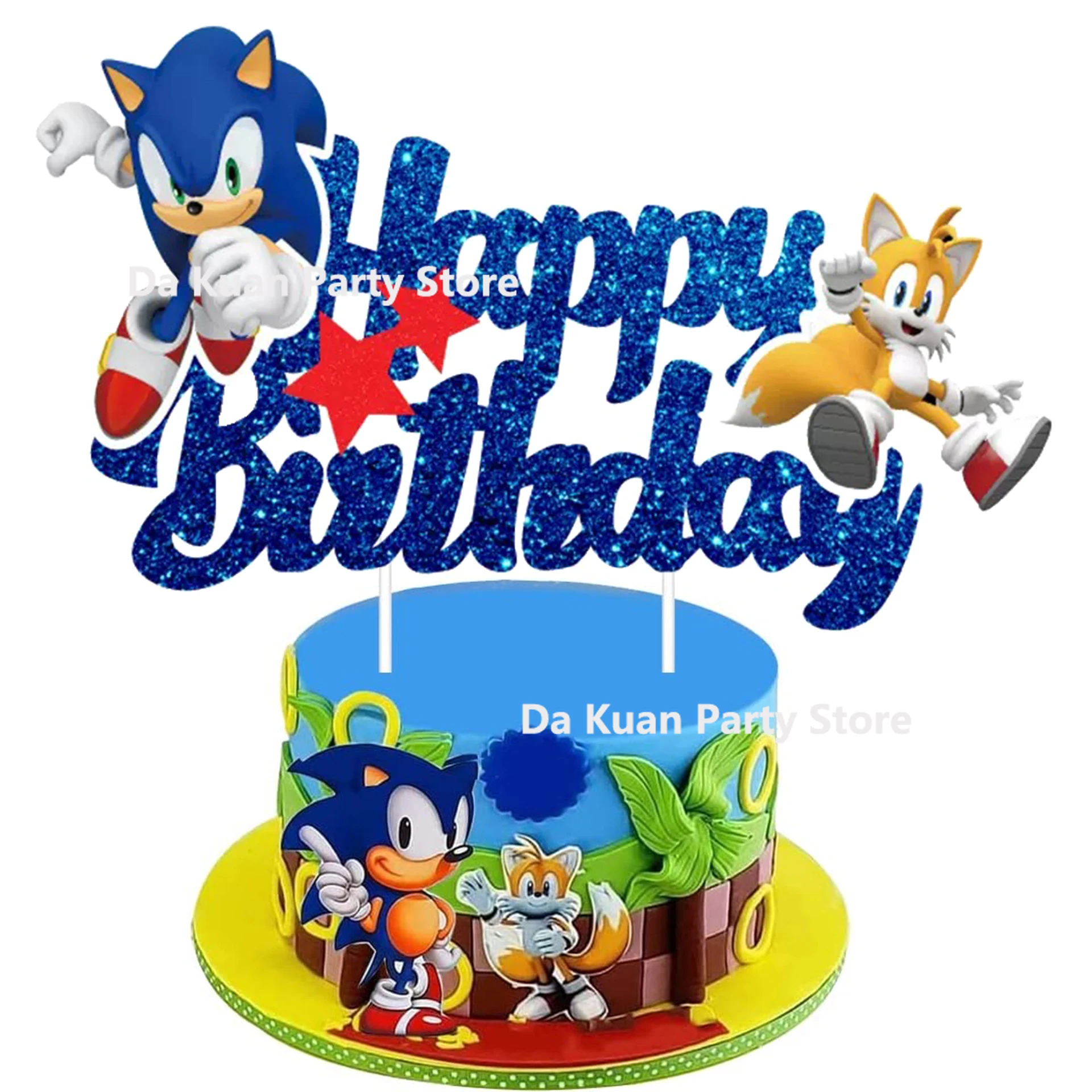 Party Supplies Sonic the Hedgehog Boys Birthday Party Paper Tableware Cake Topper Cupcake Decor Baby Shower Decorations