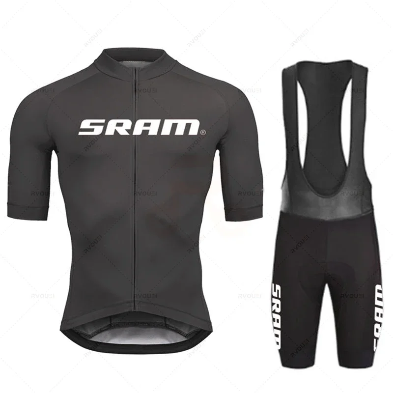 Sram Team Cycling Jersey Sets Summer Bicycle Short Sleeve Breathable Men's MTB Bike Clothing Maillot Ropa Ciclismo Uniform Suits 6
