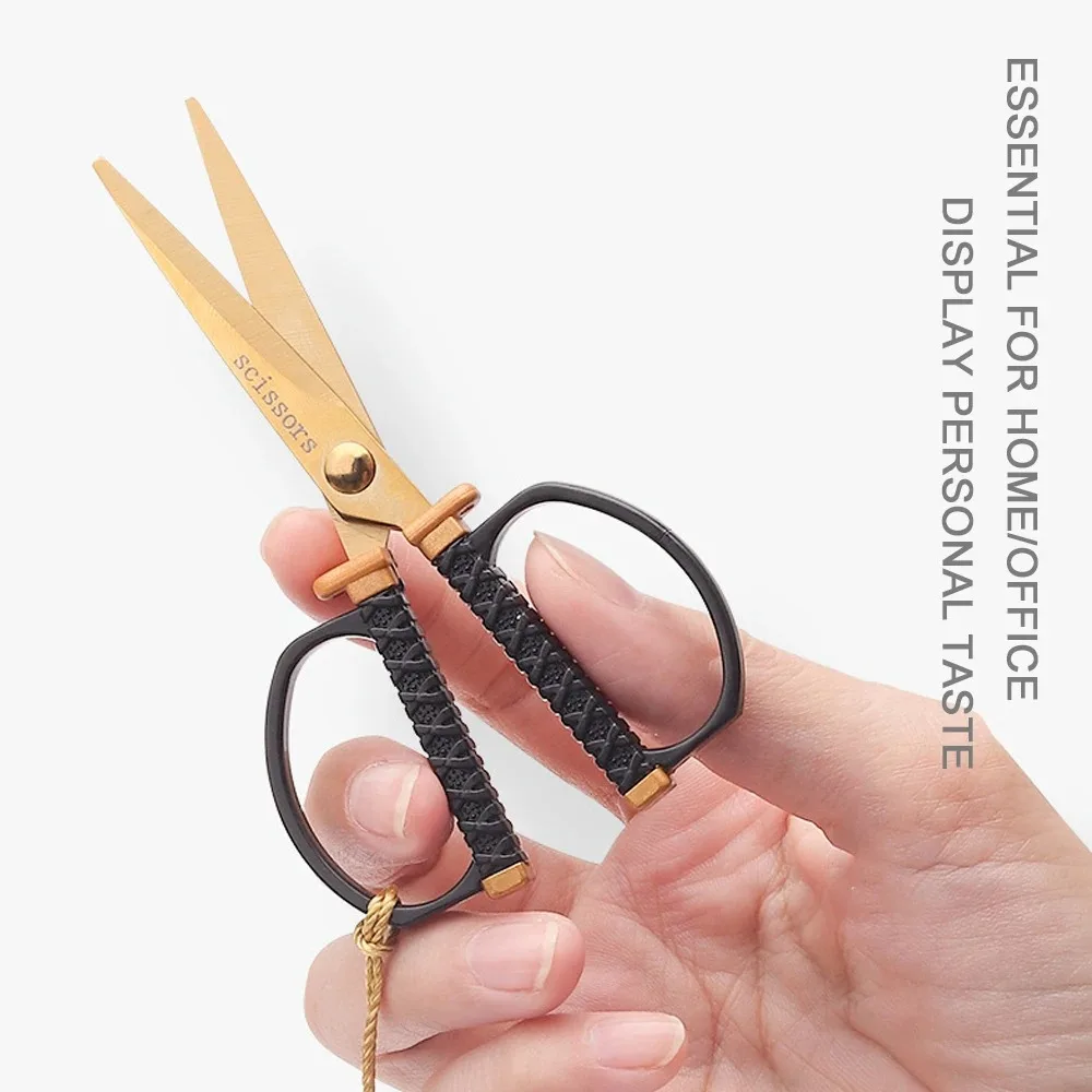 Stationery Scissors Soft Handle Scissors Portable Scissors Cutter 1Pc Vintage Craft Scissors Stainless Steel Round Head Safety Tailor Embroidery Scissors Fabric Cutter Sewing Handmade