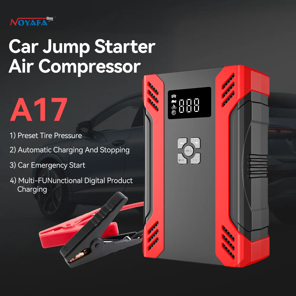 

Car Jump Starter 12V Portable Power Bank Air Compressor 150PSI Tire Pump Emergency Battery Charger Digital Tire Inflator Pump