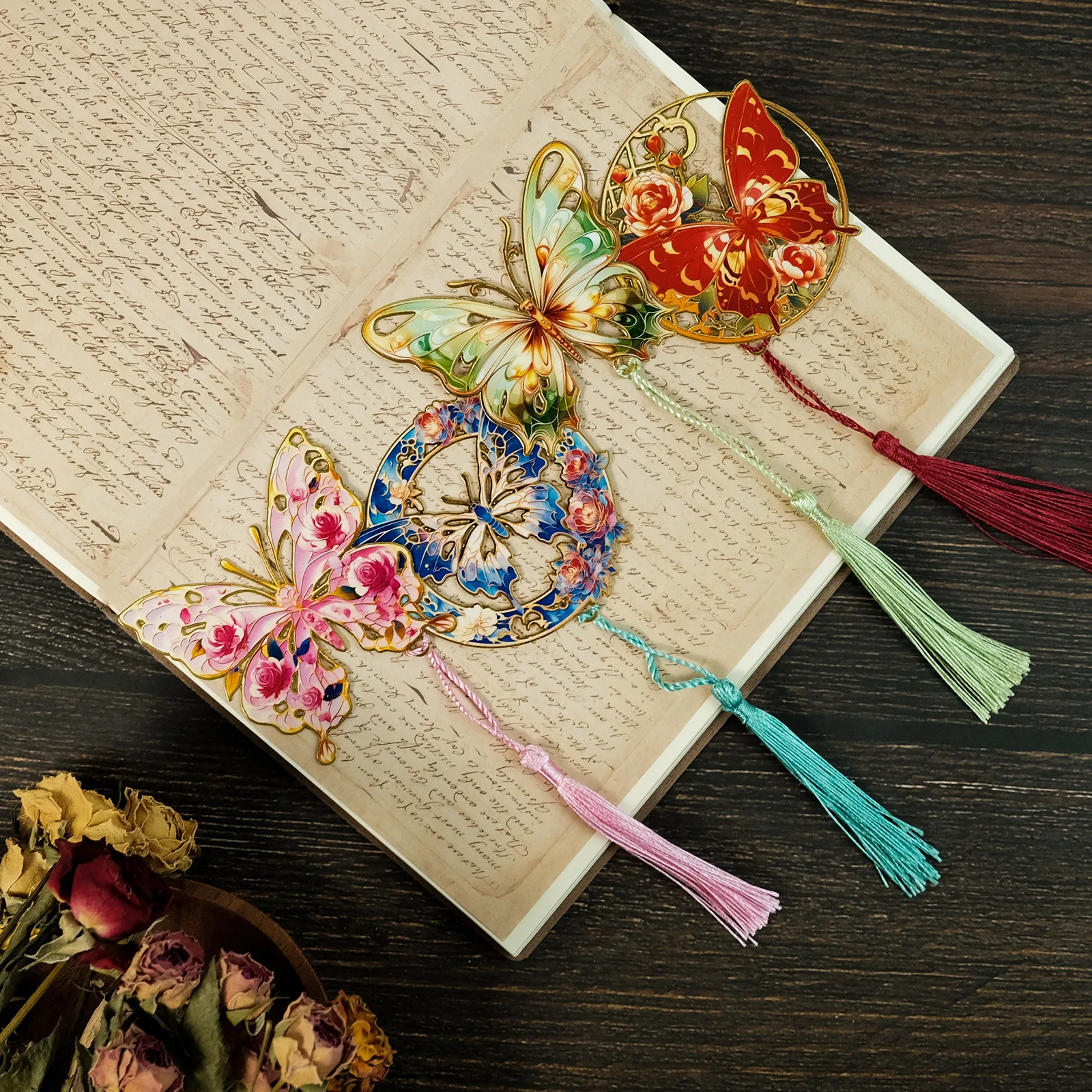 Book Page Clip Colorful Butterfly Painting Metal Bookmark Hollow Metal Book Reading Mark Stationery Gifts