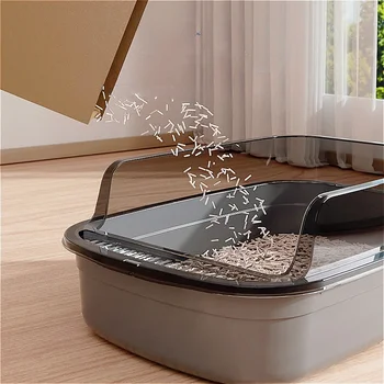 Cat Litter Box Thickening Kitty Sandbox Semi-enclosed High Side Splashproof Pet Bedpans with Litter Scoop Cleaning Cat Supplies 5