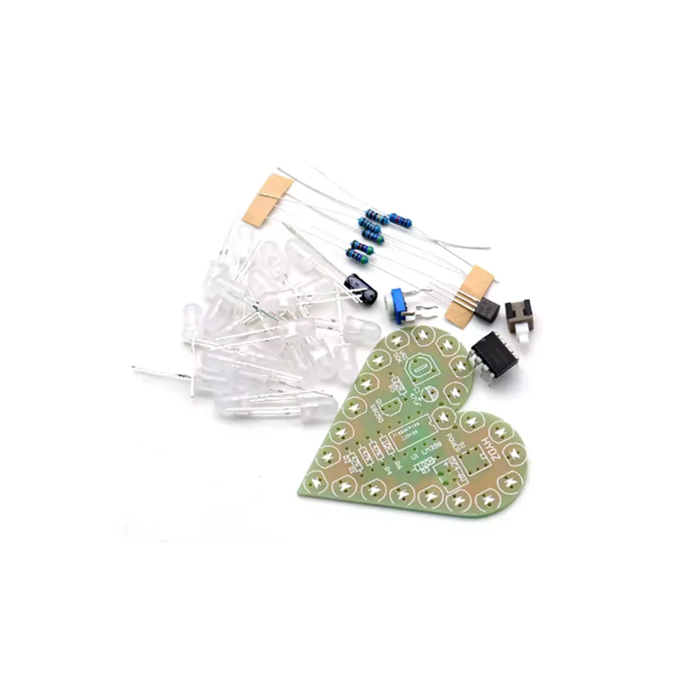 DIY 키트 하트 모양 호흡 램프 키트 DC 4V-6V 호흡 LED 스위트 빨간색 흰색 파란색 녹색 DIY 전자 생산 학습