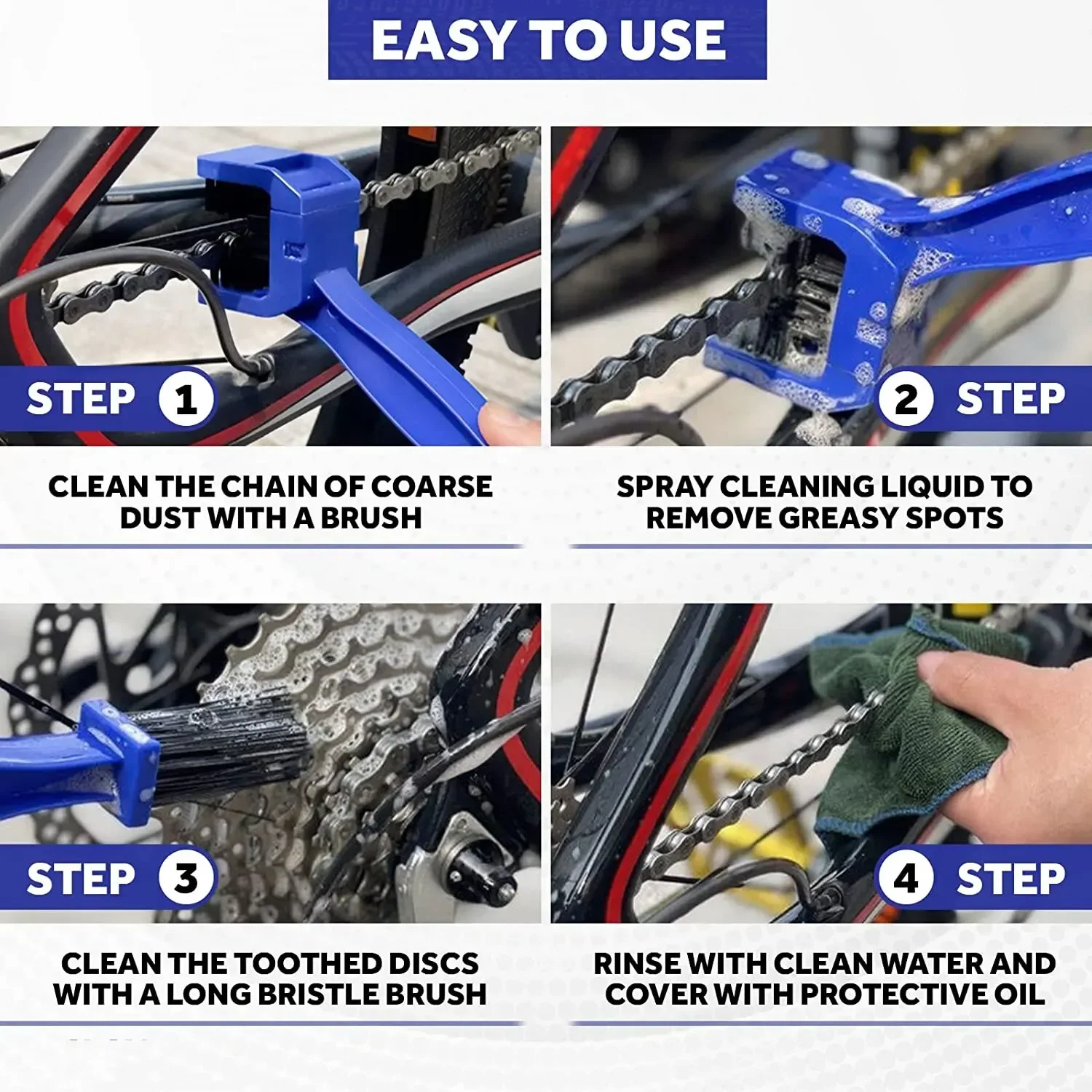 Bicycle chain cleaner Bicycle chain cleaning brush Bicycle cleaning kit Bike Chain Cleaner Bicycle Motorcycle Chain Cleaning Brush Dual Heads Cycling Cleaning Kit Cleaner Scrubber Tool kit