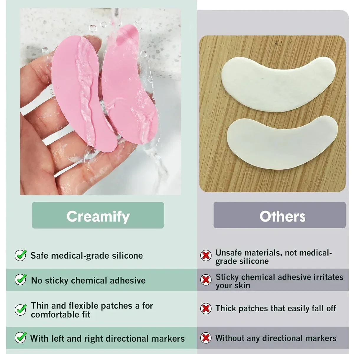 Reusable Silicone Eye Pads with box Stripe Lash Lift Eyelash Extension Hydrogel Patches Under Eye Gel Patch Makeup Tools 3 Pairs eyelash pads eyelash patches eye patches eyelash accessories eyelash extension supplies