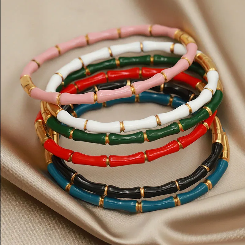 Stainless Steel Bracelet Stainless Steel Metal Multicolor Bamboo Bangles & bracelets For Women Fashion Jewelry Simple Style Accessories