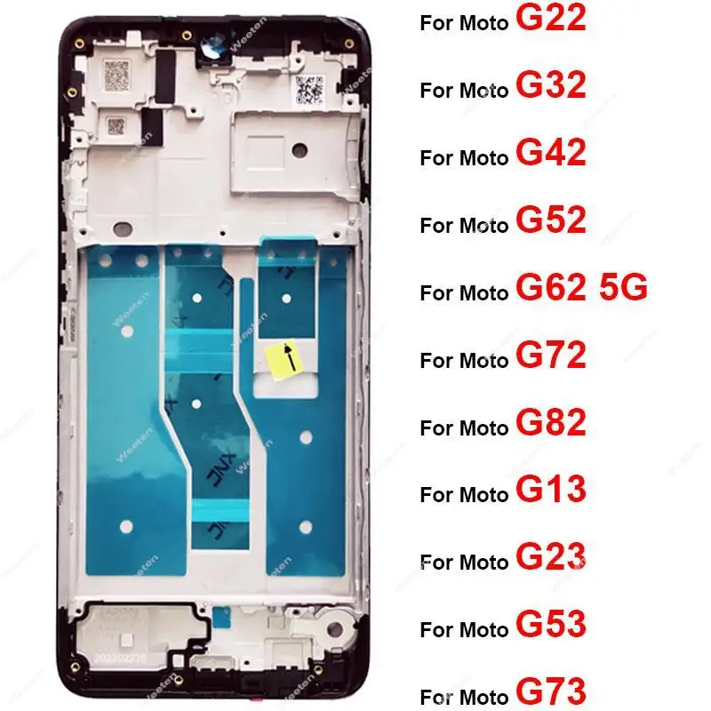 

For Motorola MOTO G22 G32 G42 G52 G53 G82 E22 E32 Front LCD Display Screen Frame Case Cover Bezel Parts